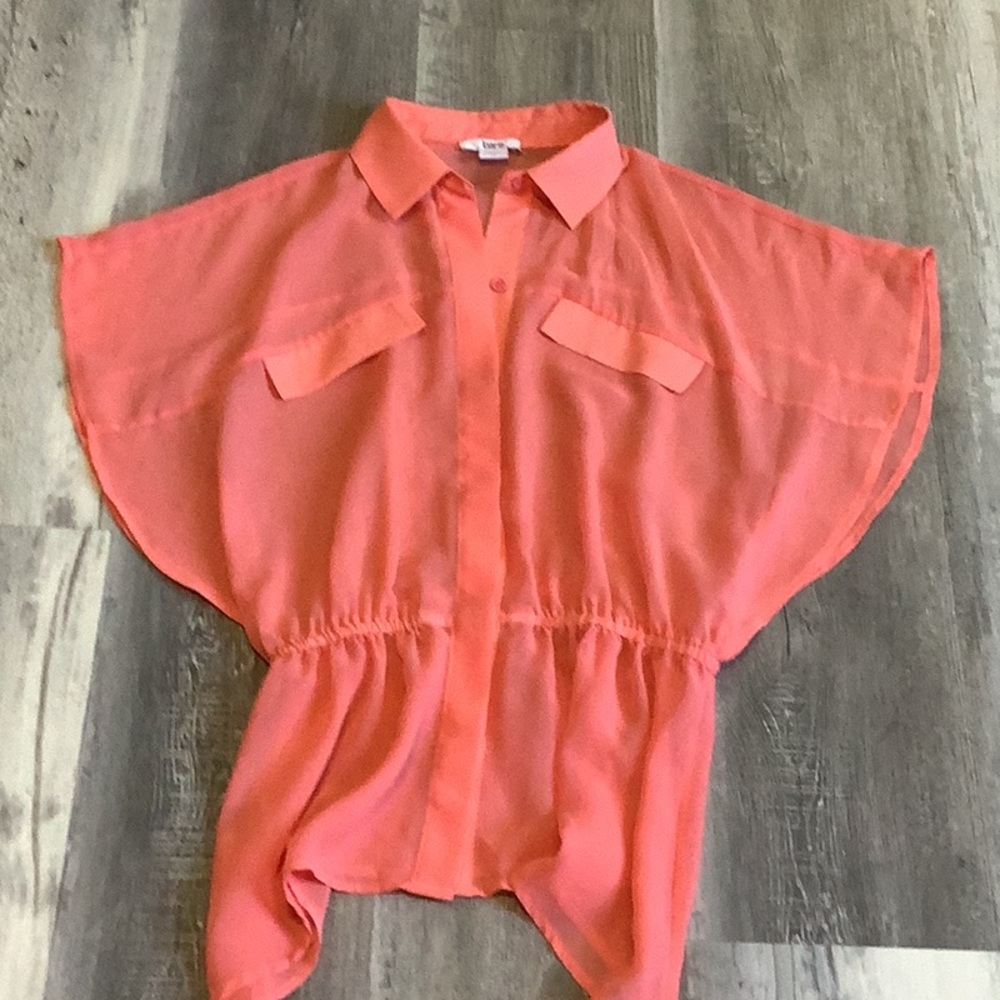 Bar III Coral Sheer Blouse - Picture 4 of 5